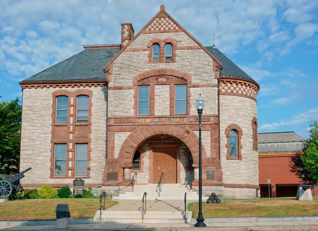 Milford, MA - Historical and Romanesque Style Memorial Hall in Milford MA